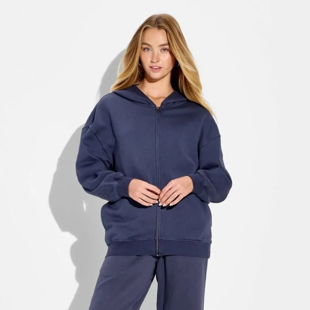 Wild Fable - Women's Full Zip Hoodie - Wild Fable Slate Blue M Blue - Picture 2 of 3